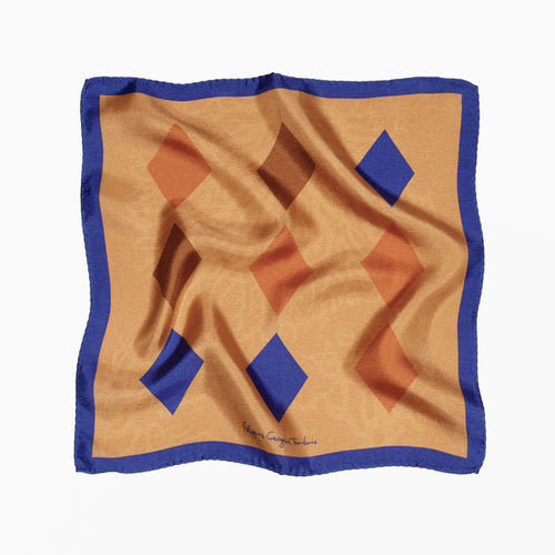 Artist's Rhombs & Corals - unisex pochette square - greek silk scarf - FGTONSILK