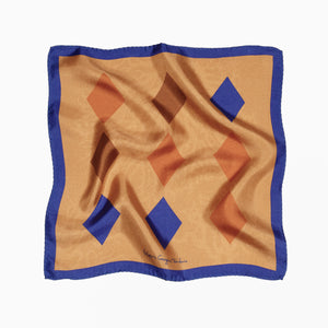 Artist's Rhombs & Corals - unisex pochette square - greek silk scarf - FGTONSILK