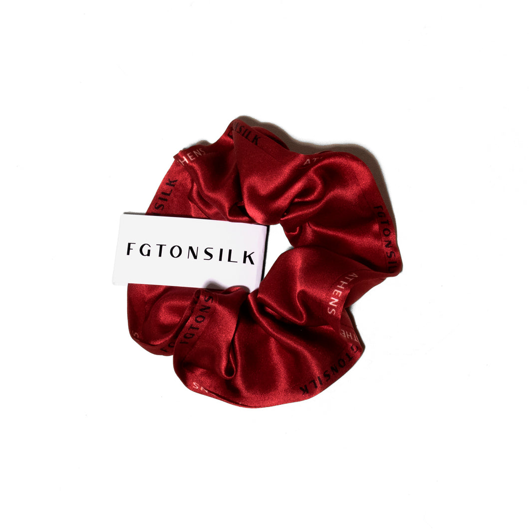 Red - Silk Scrunchie - 100% greek silk - FGTONSILK