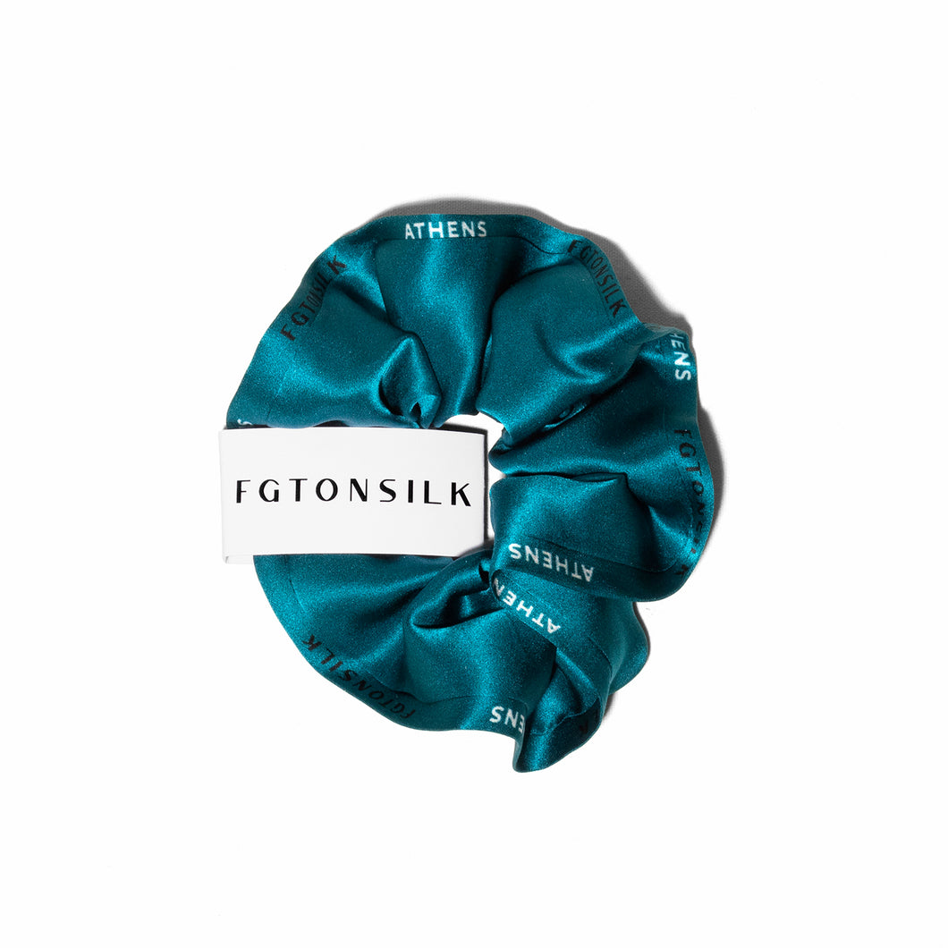 Petrol - Silk Scrunchie - 100% greek silk - FGTONSILK