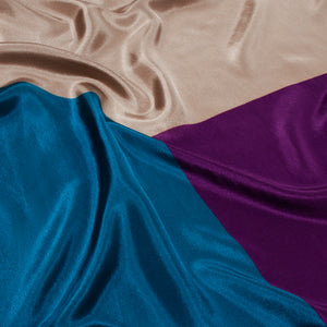 Logo Scarf / Petrol & Midnight Purple - scarf 90 - greek silk scarf - FGTONSILK