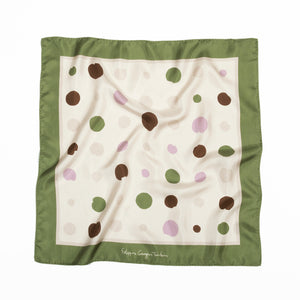 Painted Pois Olive - bandana square 50 - greek silk scarf - FGTONSILK