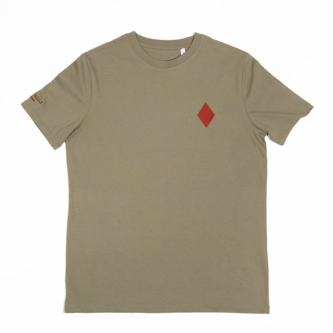 Red_Rhomb - olive_green - t-shirt -product - FGTONSILK
