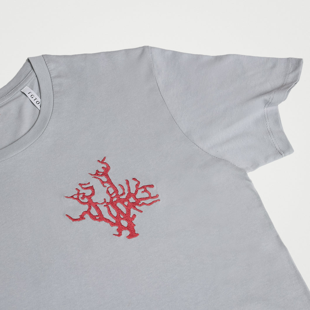  Summer Coral light greysky blue t-shirt / FGTONSILK