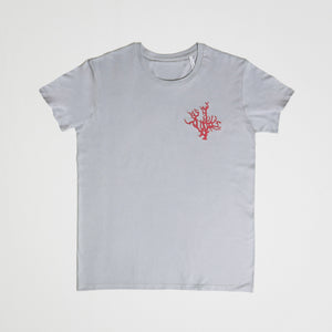  Summer Coral light greysky blue t-shirt / FGTONSILK