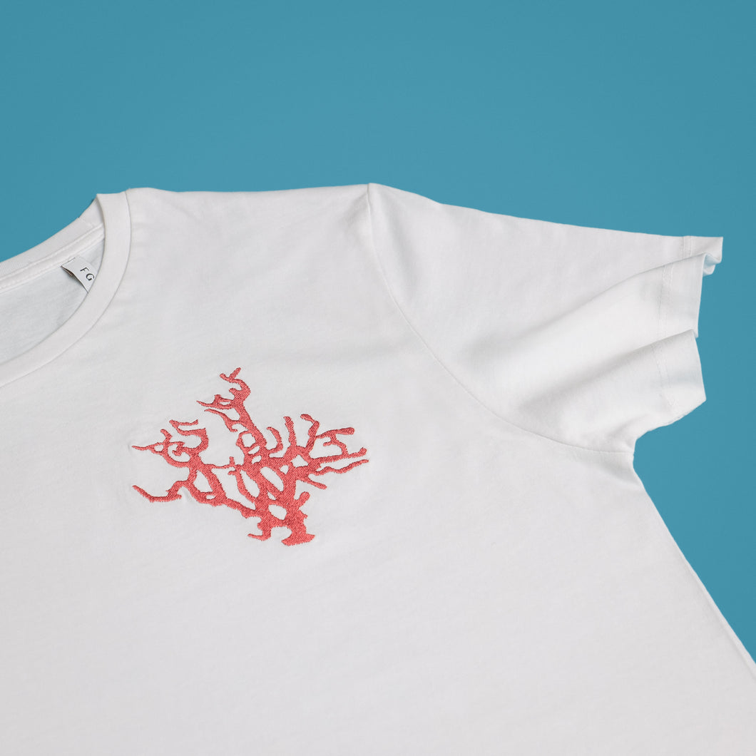  Summer Coral white t-shirt / FGTONSILK