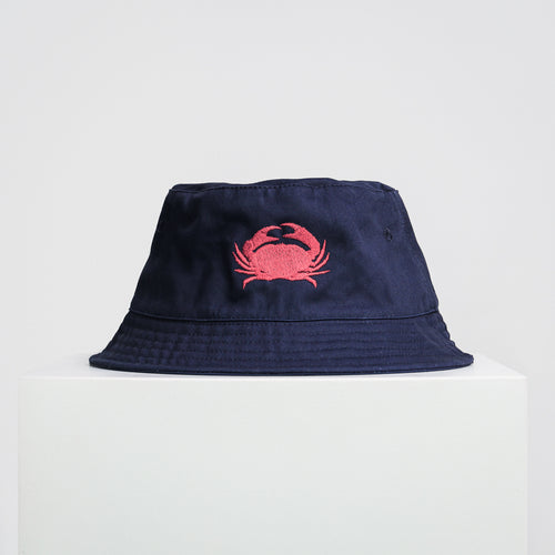 Summer Crab navy blue bucket hat - FGTONSILK