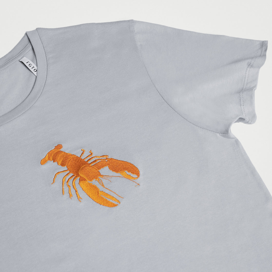  Summer Lobster light greysky blue t-shirt / FGTONSILK