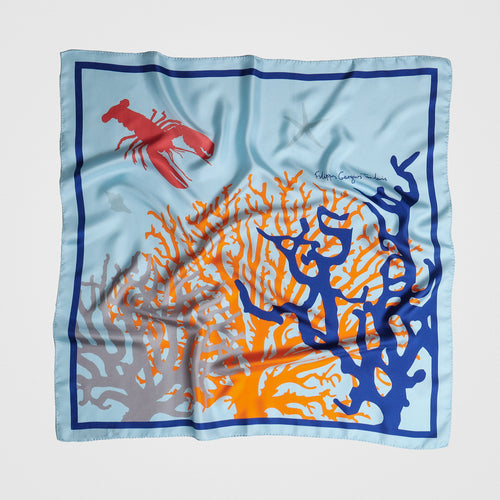 Summer - neckerchief square 68 - Greek silk scarf - FGTONSILK
