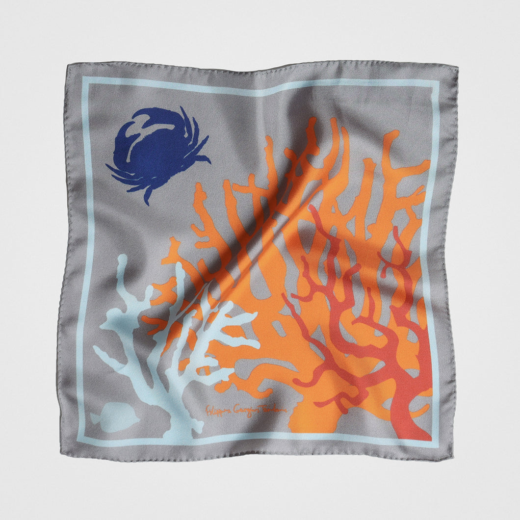 Summer - unisex pochette square - Greek silk scarf - FGTONSILK