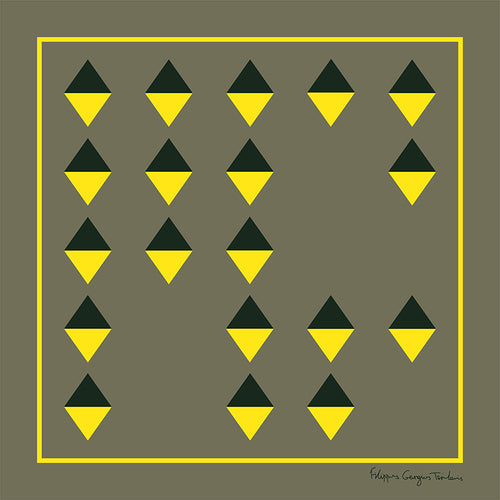 Artist's Rhombs Olive & Citron bandana square 50 - silk scarf - FGTONSILK