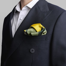 Artist's Rhomb Olive & Citron - unisex pochette square 30 - silk scarf - FGTONSILK