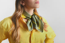Artist's Rhombs Olive & Citron bandana square 50 - silk scarf - FGTONSILK