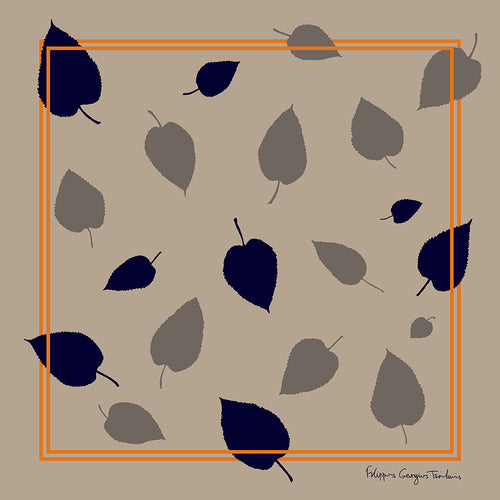Mulberry Leaves - neckerchief square 68 - Greek silk scarf - FGTONSILK