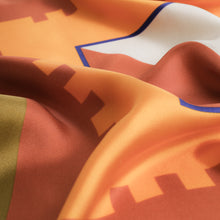 Orange Square Castle - bandana square 52 - Greek silk scarf - FGTONSILK